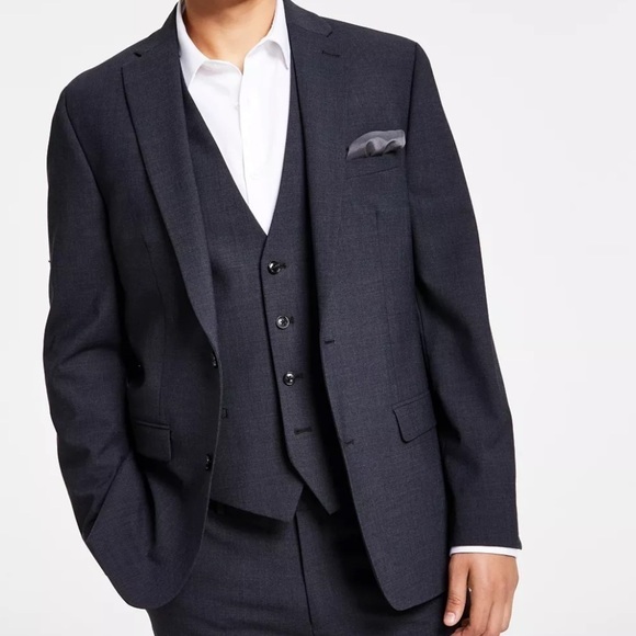 Macys Men’s Slim Fit Wool Suit Jacket Two Button Sportcoat Blazer Gray 42R - Picture 1 of 16